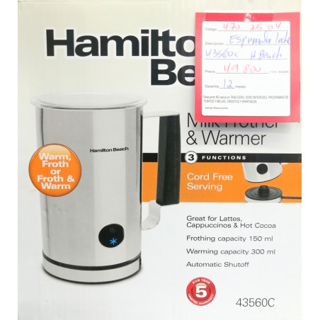 Hamilton Beach Stainless Steel Milk Frother & Warmer